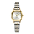 Orologio al quarzo quadrato bicolore argento e oro con quadrante minimalista donna - Cassa Oro Quadrante Bianco Cinturino Bicolore
