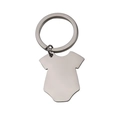 Polished stainless steel baby bodysuit shaped keychain pendant with round ring - Silver