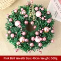 40cm rosa künstlicher Adventskranz mit matten und glitzernden Kugeln auf Tannennadeln - 40CM / Rosa
