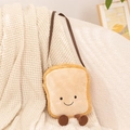 Borsa a tracolla in peluche a forma di pane con viso cartoon e cinturino marrone - Borsa a Fetta di Pane / 23*19*7cm