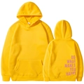 Bright yellow oversized hoodie featuring Do What Makes You Happy print in size M - S / Yellow Slogan
