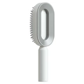Spazzola massaggiante bianca e argento con design ovale cavo per capelli lunghi - Pettine a cuscino d'aria cavo / Bianco Elegante