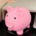 Pink pig-shaped plastic piggy bank for kids, measuring 15x12.5x13.2cm for savings - Piggy Bank [Pink]