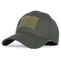 Tactical baseball cap in olive green ripstop fabric with front hook and loop patch - Adjustable / Army Green