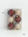 Set van 6 rode en gouden kerstballen van 6cm met glinsterende sterpatronen - 6CM 6-delige Set (Rood/Goud)