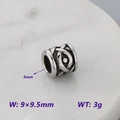 Retro silver barrel bead for bracelets with woven texture 9x9.5mm and 5mm hole - Barrel Woven Pattern (KLJ9075-KJX)