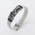 Pulsera de malla de acero inoxidable para hombre con diseño de serpiente plateada - Color Acero