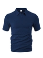 Détails d'un polo bleu marine avec texture à chevrons et col polo classique chic - S / Bleu marine