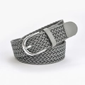 Women's braided wax rope belt in grey with silver buckle and leather tip detail - Gray