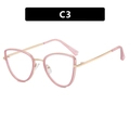 Chic cat eye blue light blocking glasses with pale pink frames and gold metal temples - Purple