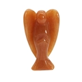 Hand-carved angel figurine in polished orange-brown natural crystal gemstone - Red Aventurine