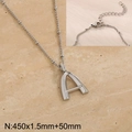 Silver stainless steel necklace with sparkling rhinestone paved letter A pendant - Silver Letter A (KN286996-Z)