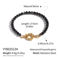 Detail showing 4.5mm natural stone beads and gold stainless steel lobster clasp - Malachite Green (YYB025134)