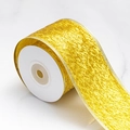 Glittery gold Christmas ribbon with metallic texture and wired edges for festive gift wrapping - Gold Embroidery / 5cm Wide * 9m Long