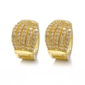 Luxurious gold-plated wide hoop earrings featuring four rows of pavé-set zircons - 22-Gold Four Row Pave Wide Huggie / Gold