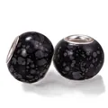 Pair of black snowflake stone charms with silver cores for DIY jewelry making sets - Black and White Spots