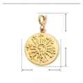 Detailed size parameters of 16mm golden stainless steel sun and star charm pendant - YF225x3 / Gold