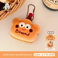 Cute Bread plush keychain with embroidered face and red pompom, size 6.7x6.5 cm - Charm / 3# Fluffy Small Cake Doll