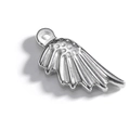 Pendentif ailes d'ange en argent poli avec détails de plumes et anneau de suspension - Argent-Aile
