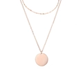 Double layered rose gold stainless steel necklace featuring a smooth round pendant - Rose Gold
