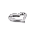 Ciondolo a cuore in acciaio inox argento con due fori per creazione gioielli fai da te - Stile Cuore a Doppio Foro (16*15mm)(KLJ096-Z)