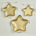 Set of 3 gold star-shaped metal serving trays with elegant hammered finish texture - Three-Piece Set / Gold