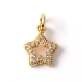 Detailed view of a gold-plated star pendant with micro-paved cubic zirconia accents - 07-Edge Inlaid Star