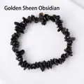 Elastic beaded bracelet crafted with irregular polished Golden Obsidian natural stone chips - Gold Obsidian