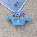 Mini light blue knitted doll sweater with Nordic pattern and transparent round buttons - New Sky Blue Starry (Button) Sweater