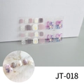 Detail of purple floral 3D toe nail stickers with gold glitter and stone texture patterns - Purple Flower Grey White Glitter (JT-018)