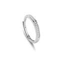 Minimalistischer S925 Sterlingsilber Ring mit Zirkonia-Besatz und offener Größe - Schmales Damen-Reihenring verstellbar (FDJZ-268) / Einstellbar Offen / Silber