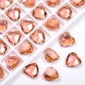 Sparkling 12mm peach pink heart-shaped crystal rhinestones for fashion and phone case DIY - Water Red Coated