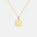 S925 Silber Goldene Halskette mit runder Self Love Club Gravur und Zirkonia-Steinen - 18K Gold