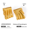 Vintage style gold-finished stainless steel wave texture chunky earrings 3cm size - Wave Texture JDEW2405033 / Gold