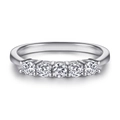 Elegant 925 sterling silver ring with five round-cut sparkling cubic zirconia stones - Tl-302