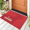 Red Christmas door mat with festive holiday wishes on a cozy wooden floor - 40*60cm / Red Reindeer Greeting (CHDT-2024-01302)