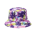 Tropical bucket hat with purple palm trees and geometric patterns for sun protection - M (56-58cm) / Purple Geometric Tropical Palm (H)