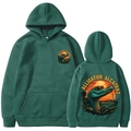 Dark green alligator alcatraz hoodie with front and back graphic prints and pocket - Dark Green