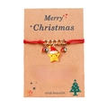 Handmade red braided Christmas bracelet with smiling star pendant and gold metal chain - Pentagram