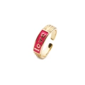 Vergoldeter offener Ring mit rosa Emaille und eingravierter Love-Inschrift - Einstellbar Offen / Rot
