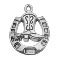 Silver horseshoe with cowboy boot alloy pendant charm for DIY jewelry making - Round Horse Boot (14034)