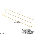 Detailed macro view of 18K gold plated stainless steel snake chain with sizing specs - 1mm Wide Gold Round Snake Necklace