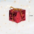 Mini red gift box Christmas cake topper with gold ribbon bow and 2.5cm size mark - Red Foil Mini Gift Box Style