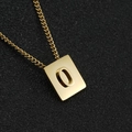 Titanium steel necklace with golden square pendant featuring number 0 engraved - Letter O