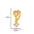 Detail shot of heart-shaped gold earring with zircon inlay showing dimensions 1.43cm by 0.54cm - Heart Drop Design (7#) / Gold Yellow