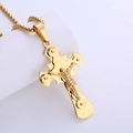 Heren hiphop kruishanger van 18k verguld roestvrij staal met box ketting op wit - Met ketting / Goud