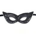 Zwart kattenmasker met pailletten en elastische band voor Halloween kostuums - Stijl D Zwart