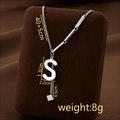 Polished silver titanium steel S-letter necklace with elegant fringe tassel pendant - S / Silver