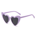 Fashionable heart-shaped sunglasses with lavender purple matte frames and dark lenses - Solid Purple Frame Grey Lens
