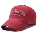 Berretto da baseball rosso lavato con ricamo vintage Los Angeles in stile street - Rosso